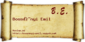 Bossányi Emil névjegykártya